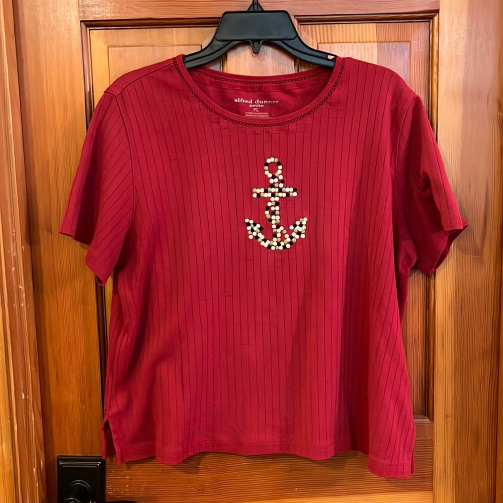 Red T-Shirt with Anchor Design by Alfred Dunner